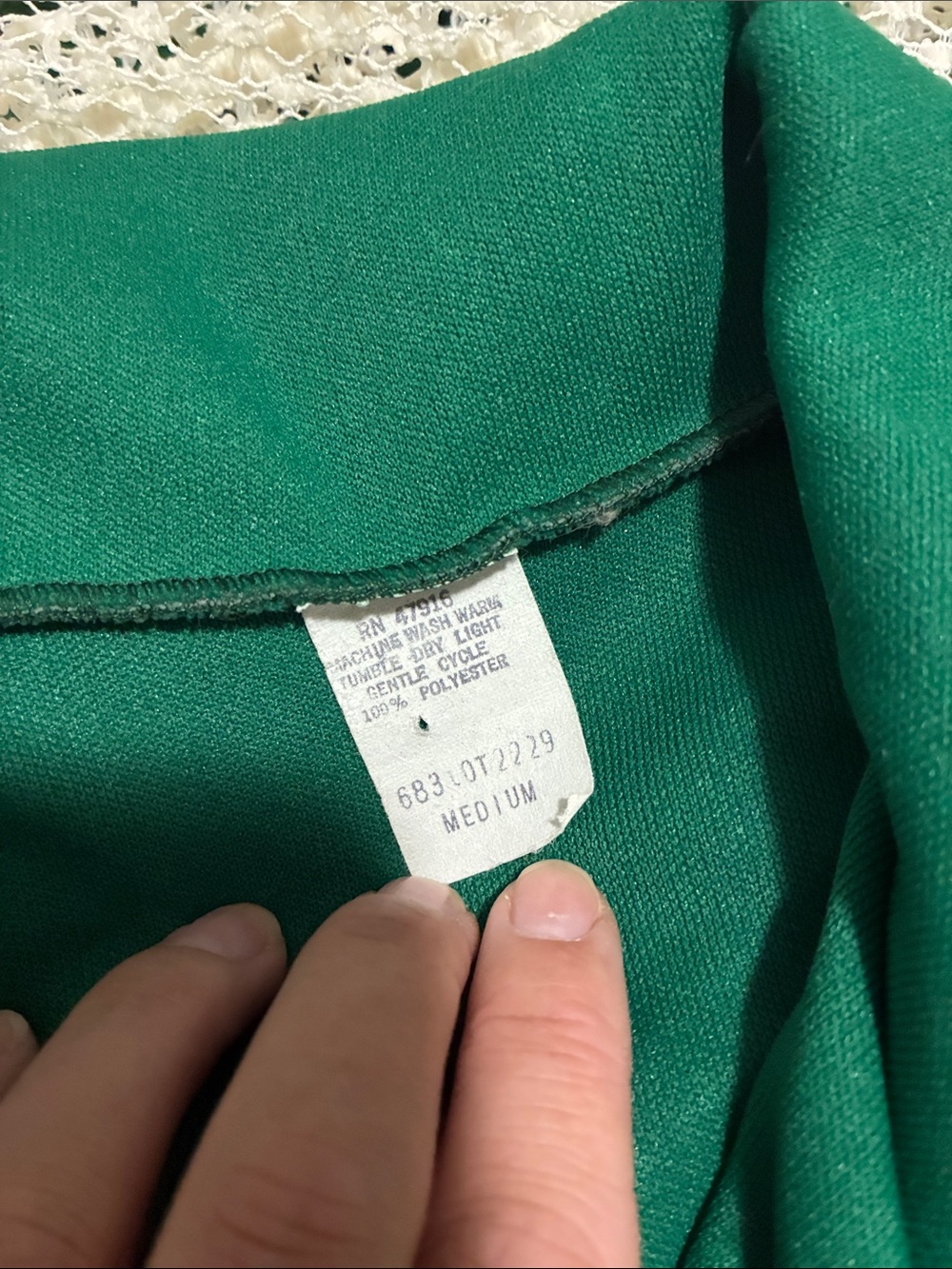 Vintage 70s Green Peplum Long-Sleeve Tie-Neck Blouse Top Shirt - Picture 4 of 6